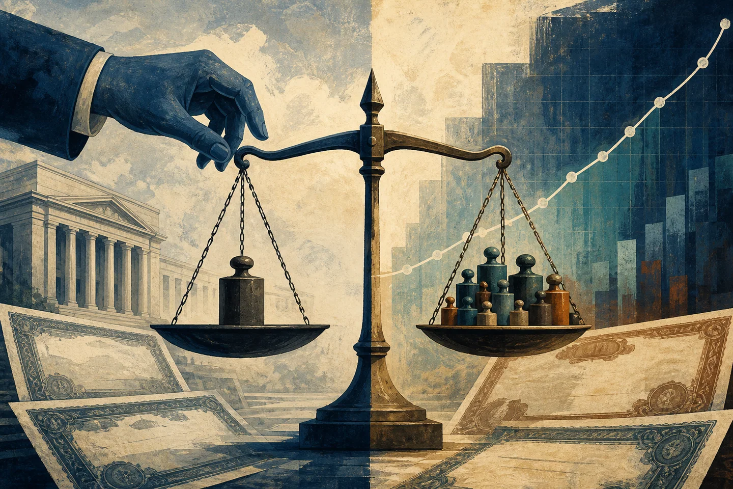 Editorial illustration accompanying Bond Yields Rise and Put New Pressure on Borrowers