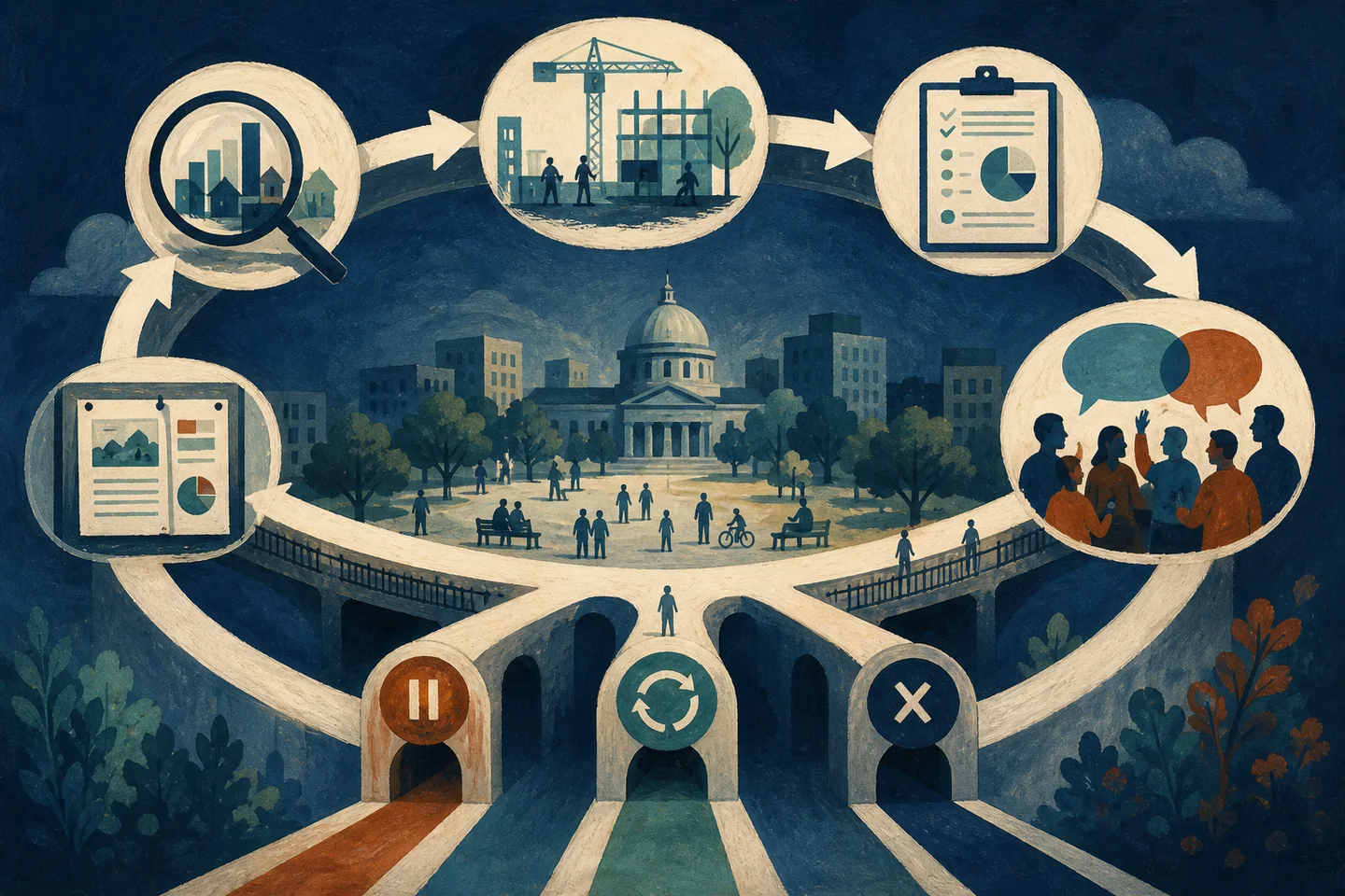Editorial illustration accompanying Gallup Finds Record Concern About Government Corruption